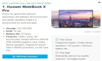 知名科技媒体Mashable评测：华为MateBook X Pro是最佳笔记本