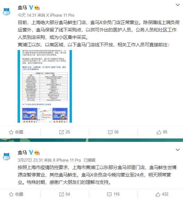 盒马辟谣关闭上海所有门店 大部分仍照常营业