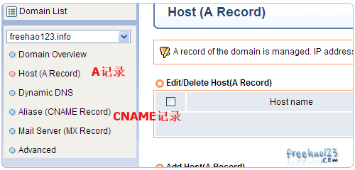 DNSEver添加CNAME记录