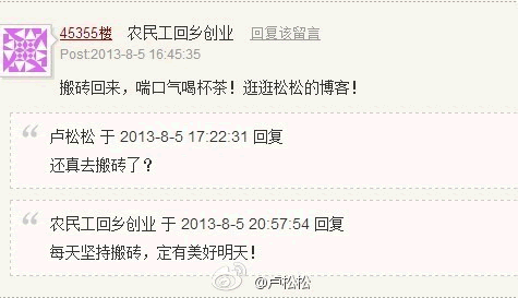 卢松松博客读者留言-每天坚持板砖,定有美好明天